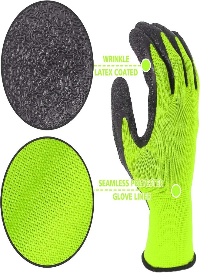 QTM Crinkle Latex Rubber Hand Coated Safety Work Gloves for Men Women General Multi Use Construction Warehouse Gardening Assembly Landscaping (4Pair) - Image 3